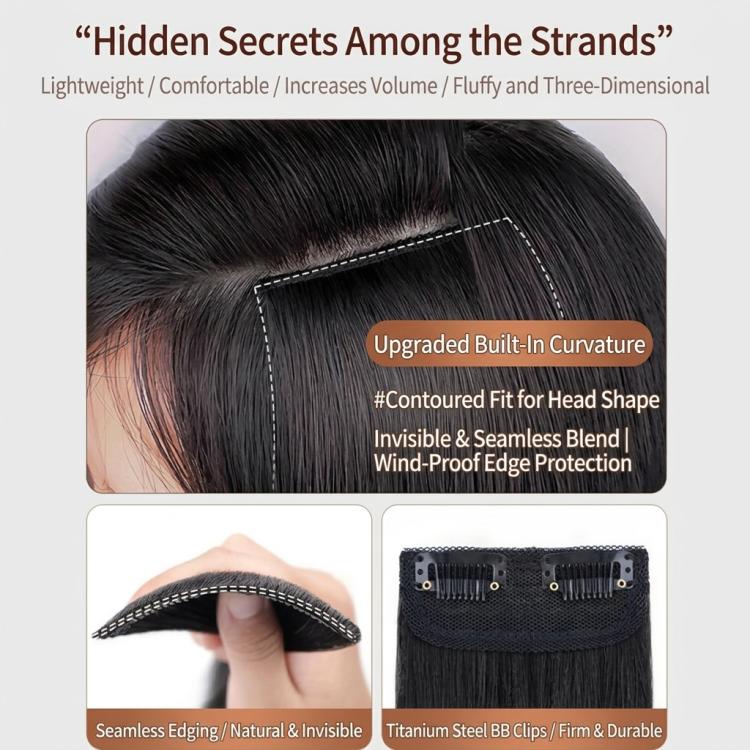 Seamless Hair Topper for Volume Invisible Mini Hair Extension Clip in Hairpieces for Women 30cm Natural Black