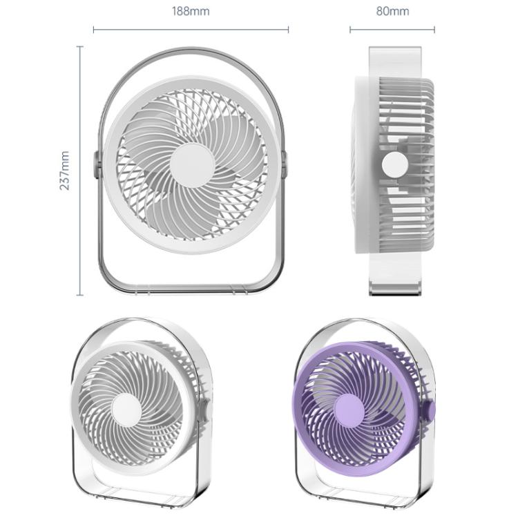 Dormitory Outdoor Desktop Night Light Silent Fan With Night Light, Color: Purple Direct Plug