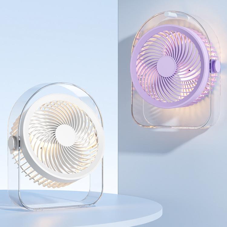 Dormitory Outdoor Desktop Night Light Silent Fan With Night Light, Color: Purple Rechargeable