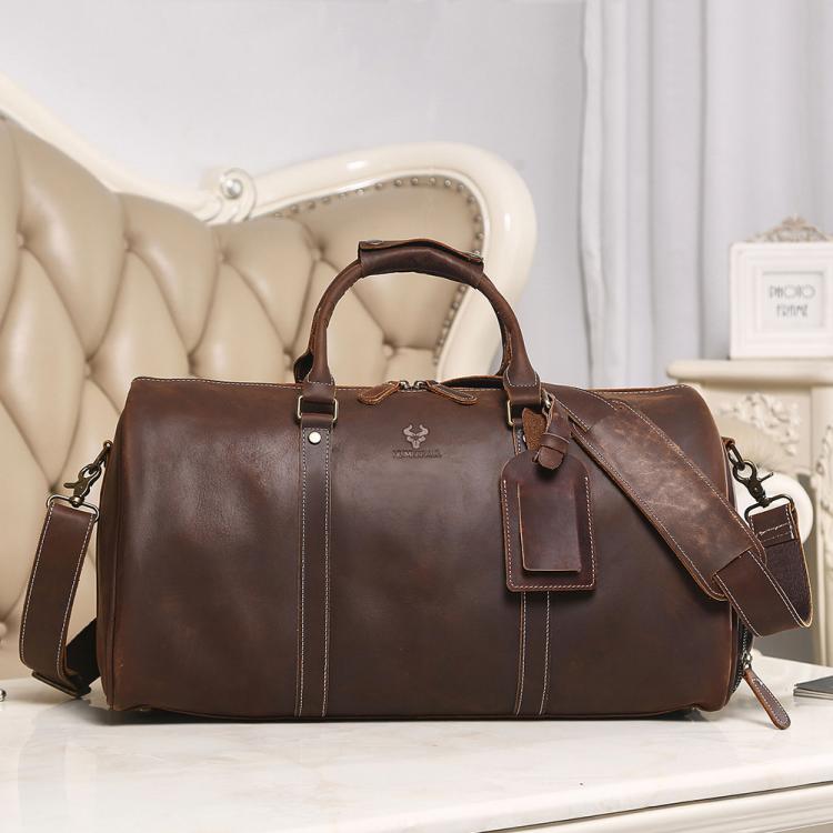 HUMERPAUL MH475 Leather Travel Tote Bag Men Casual Travel Bag