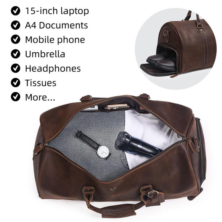 HUMERPAUL MH475 Leather Travel Tote Bag Men Casual Travel Bag