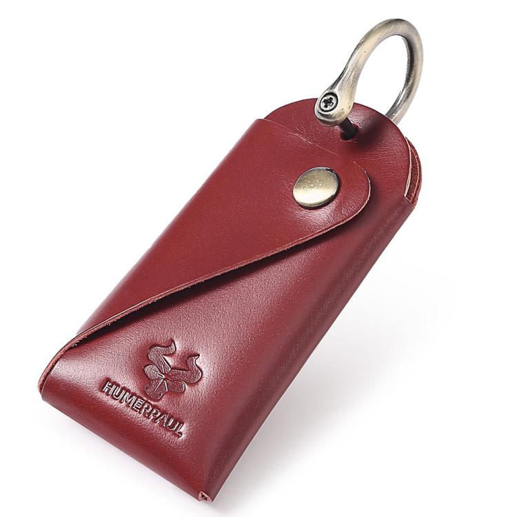 HUMERPAUL HU114 Vintage Leather Buckle Key Pouch Waist-Wearable Multi-Functional Metal Keyring