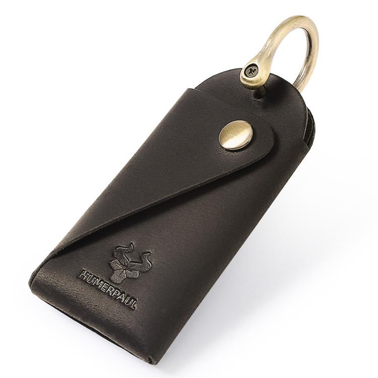 HUMERPAUL HU114 Vintage Leather Buckle Key Pouch Waist-Wearable Multi-Functional Metal Keyring