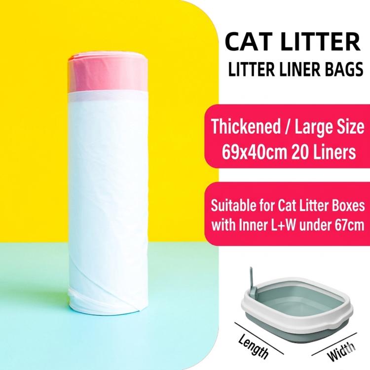 20 Counts 69x40cm Drawstring Cat Litter Box Liners Kitty Litter Bags Scratch-Resistant Waste Bags With Easy-Pull Handles
