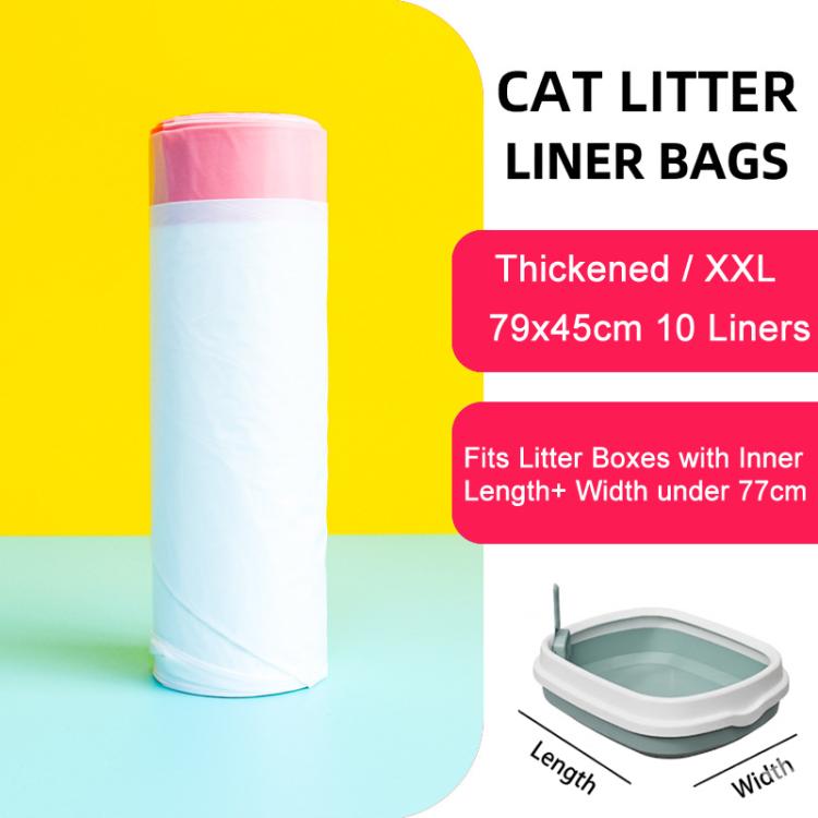 10 Counts 79x45cm Drawstring Cat Litter Box Liners Kitty Litter Bags Scratch-Resistant Waste Bags With Easy-Pull Handles