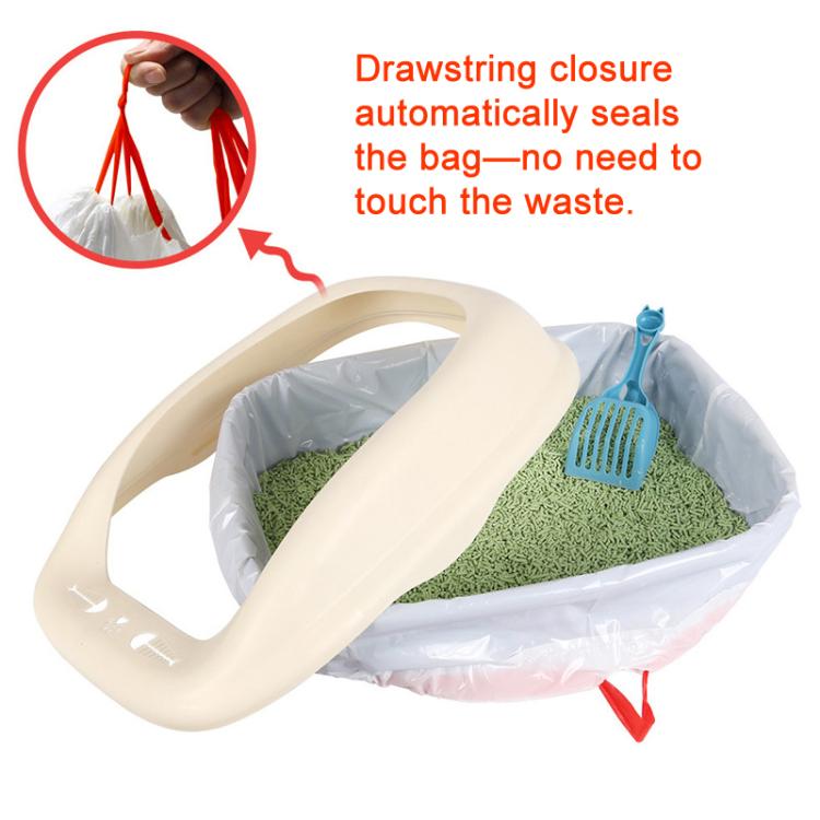 20 Counts 55x30cm Drawstring Cat Litter Box Liners Kitty Litter Bags Scratch-Resistant Waste Bags With Easy-Pull Handles