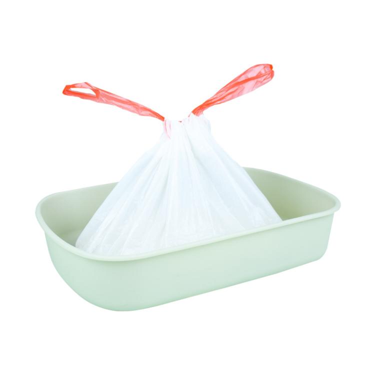 20 Counts 55x30cm Drawstring Cat Litter Box Liners Kitty Litter Bags Scratch-Resistant Waste Bags With Easy-Pull Handles