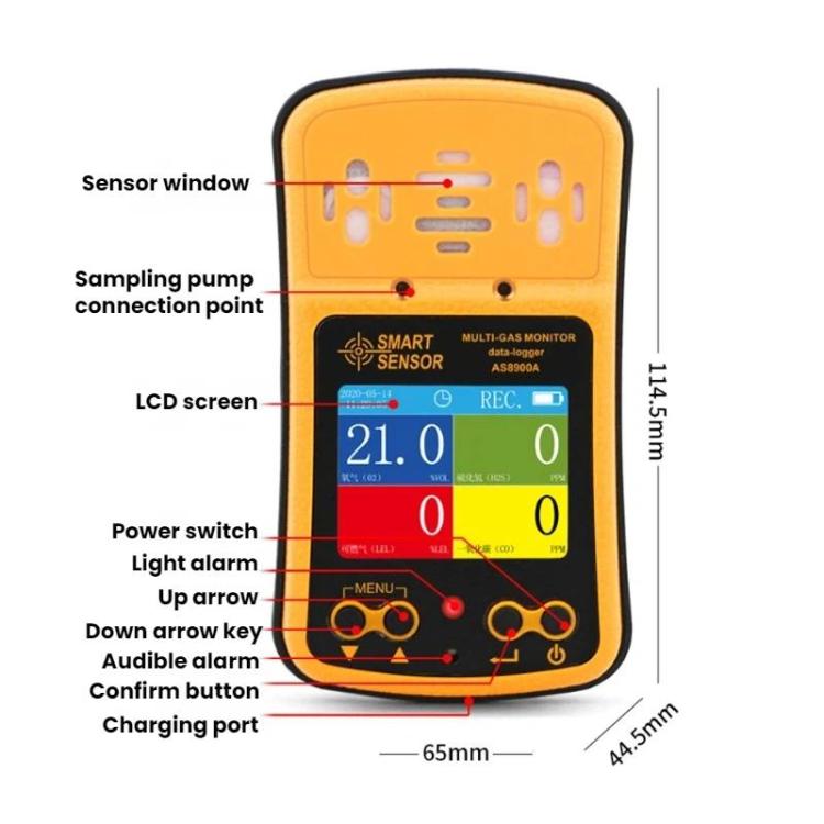 SMART SENSOR 4 In 1 Explosion-Proof Space Gas Detector - AS8900A English