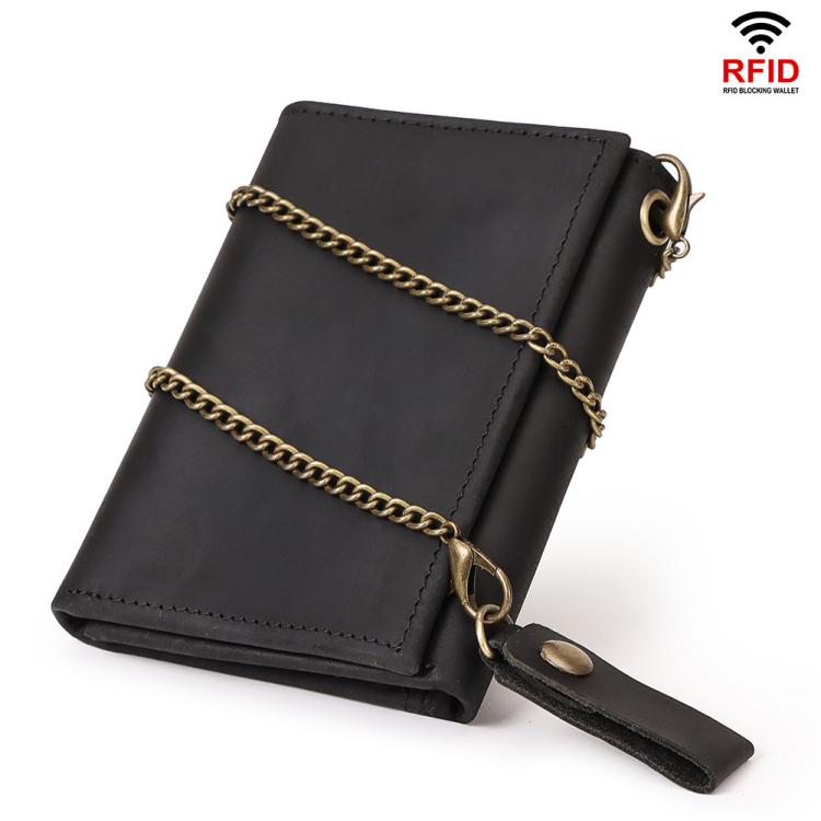 HUMERPAUL BP666 Men Leather Anti-Skimming Wallet Vintage Coin Purse Tri-fold Casual Card Holder