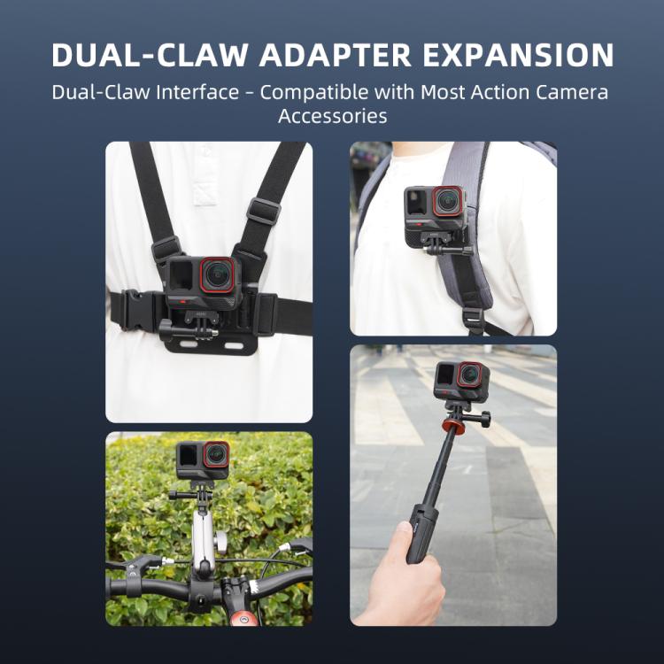 For Insta360 Ace Pro / Ace Pro 2 BRDRC Two-Claw Extendable Magnetic Quick-Release Base - Black