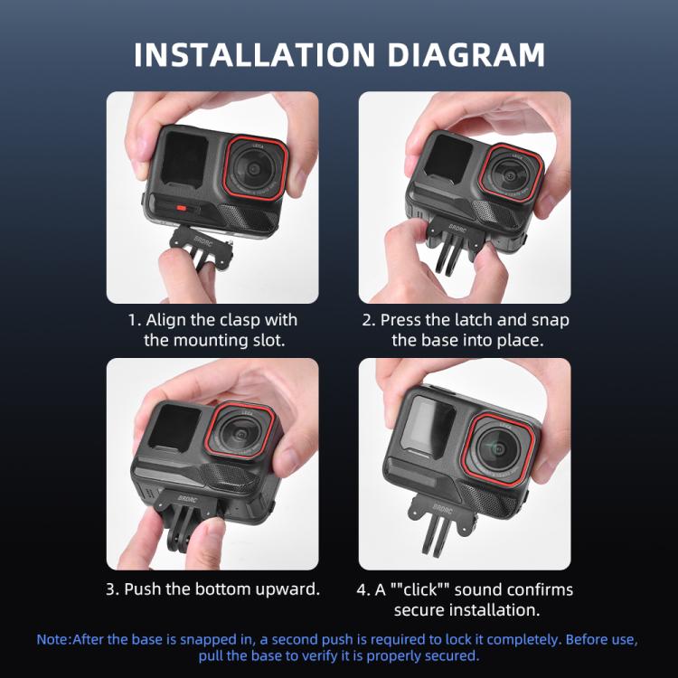 For Insta360 Ace Pro / Ace Pro 2 BRDRC Two-Claw Extendable Magnetic Quick-Release Base - Black