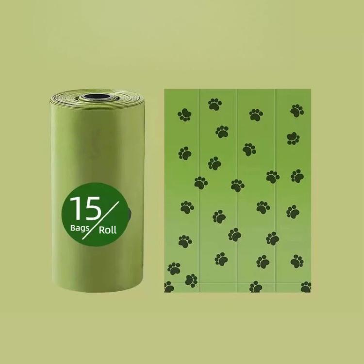 15 Bags Per Roll Dog Poop Bags Refill Rolls Leak-Proof Pet Waste Bags Eco-Friendly Unscented With Cute Footprint Design 0.8 Silk