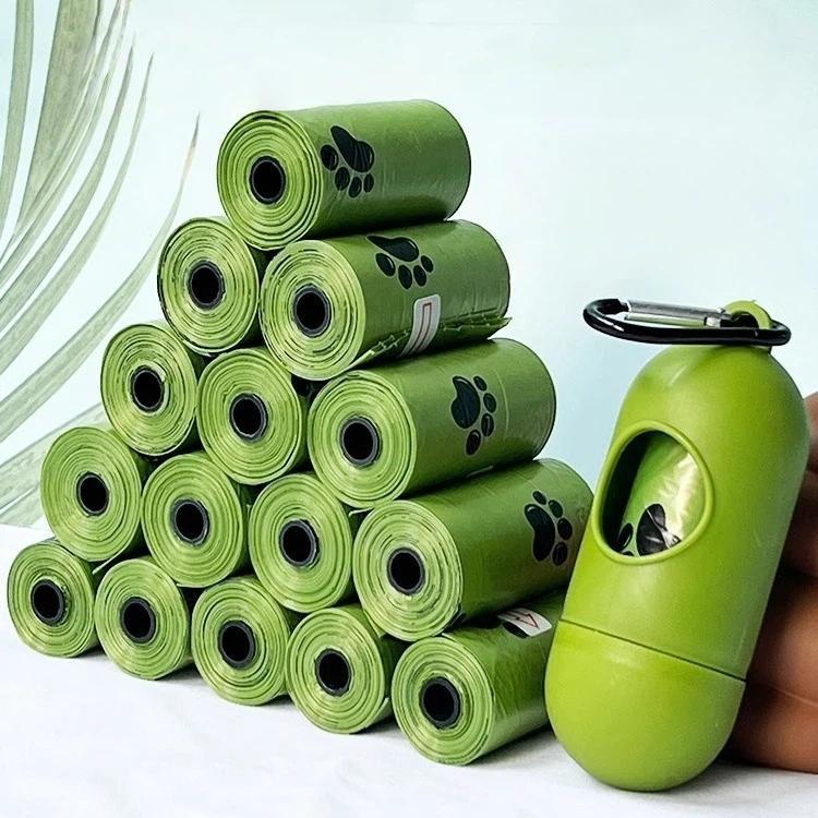 15 Bags Per Roll Dog Poop Bags Refill Rolls Leak-Proof Pet Waste Bags Eco-Friendly Unscented With Cute Footprint Design 1.3 Silk
