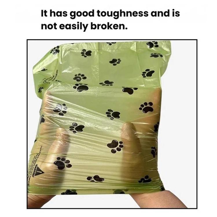 15 Bags Per Roll Dog Poop Bags Refill Rolls Leak-Proof Pet Waste Bags Eco-Friendly Unscented With Cute Footprint Design 1.3 Silk