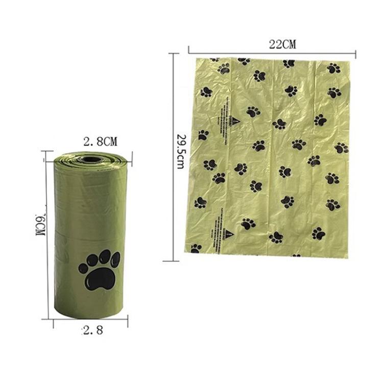 15 Bags Per Roll Dog Poop Bags Refill Rolls Leak-Proof Pet Waste Bags Eco-Friendly Unscented With Cute Footprint Design 0.8 Silk