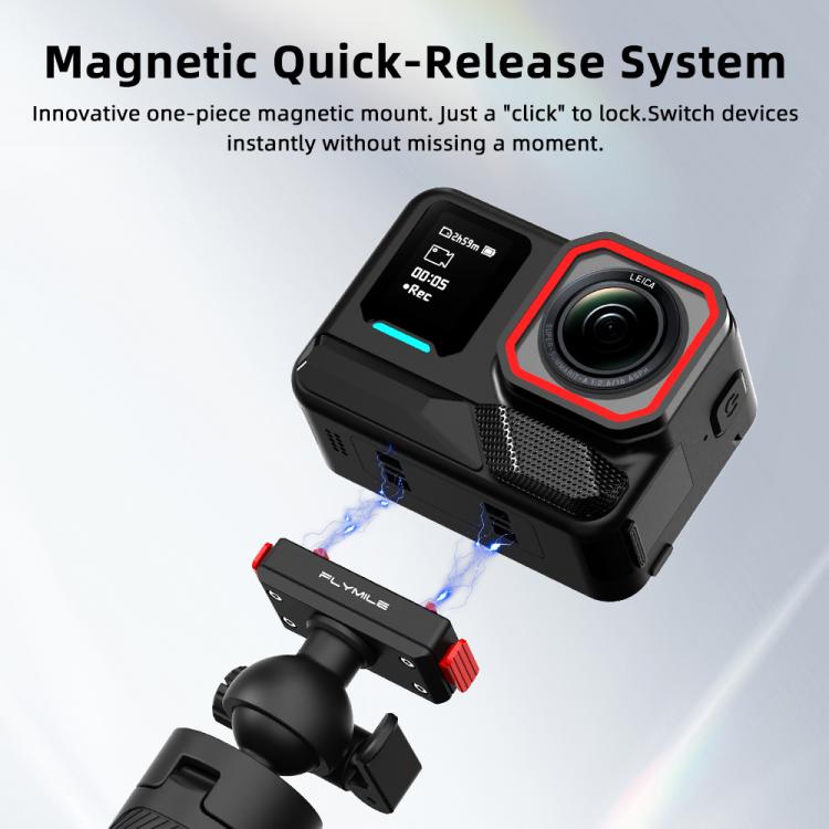 For Insta360 Ace Pro 1 / 2 / ACE / X5 Flymile Quick-Release Selfie Extension Tripod - Black