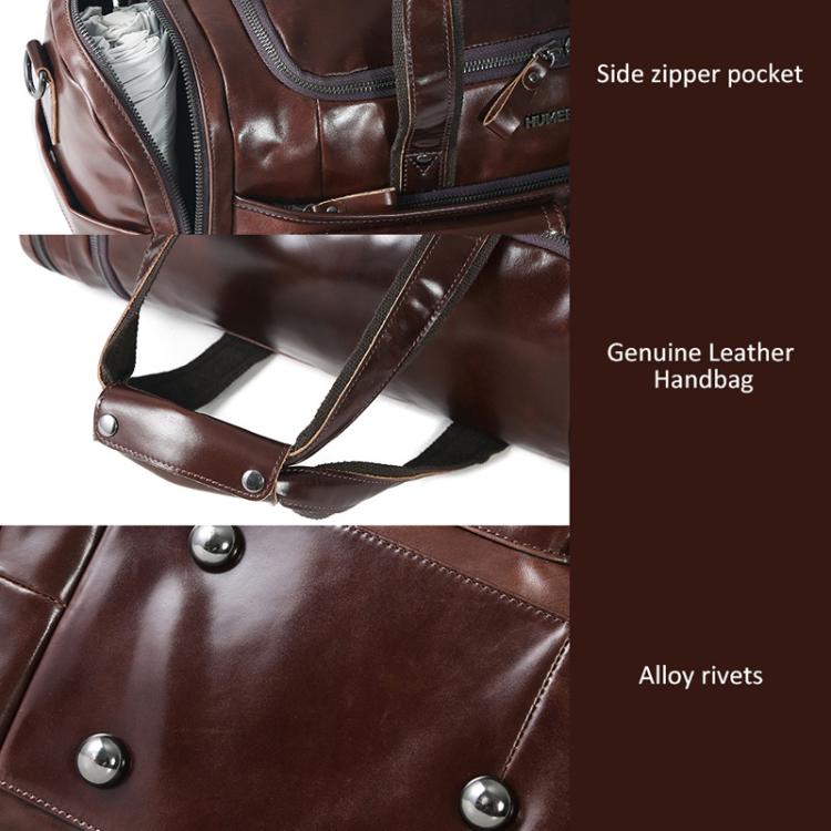 HUMERPAUL MH484 Men Leather Business Travel Bag Large Capacity Carry Bag - Brown