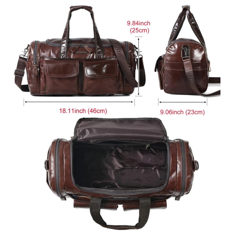 HUMERPAUL MH484 Men Leather Business Travel Bag Large Capacity Carry Bag - Brown
