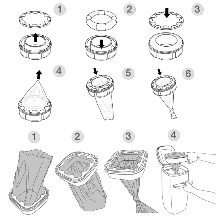 4.5m Diaper Pail Refills Continuous Folding Trash Bags Compatible with Munchkin, Diaper Genie, and Litter Genie