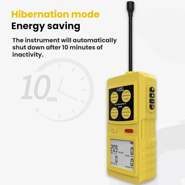 SMART SENSOR 4 In 1 Oxygen/Hydrogen Sulfide/Carbon Monoxide Gas Detector - AR8900 English