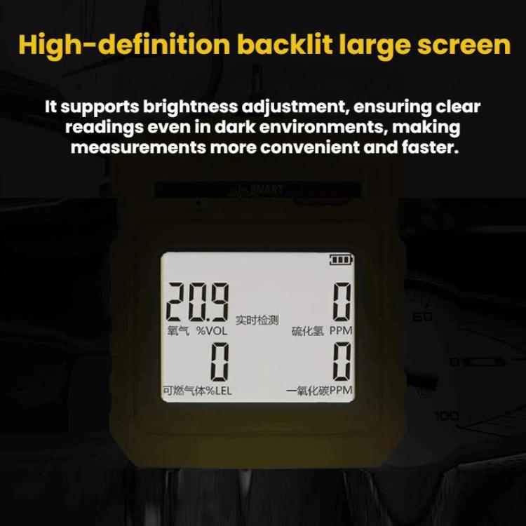SMART SENSOR 4 In 1 Oxygen/Hydrogen Sulfide/Carbon Monoxide Gas Detector - AR8900 English
