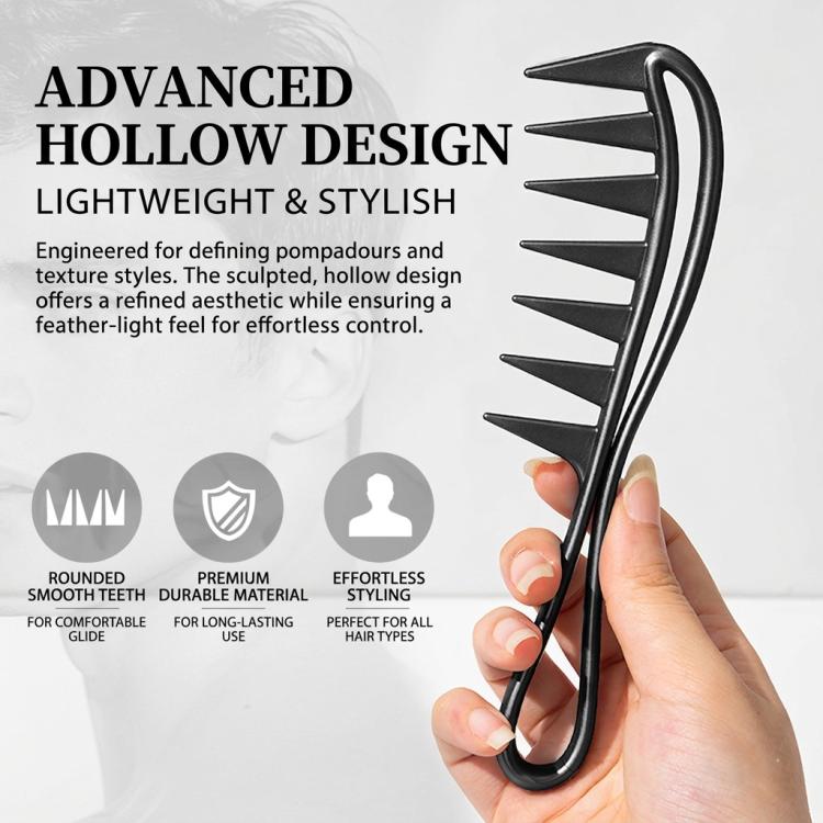 Wide Tooth Hair Comb For Men Retro Texture Slicked-Back Hair Style Tool For Pompadour & Quiff