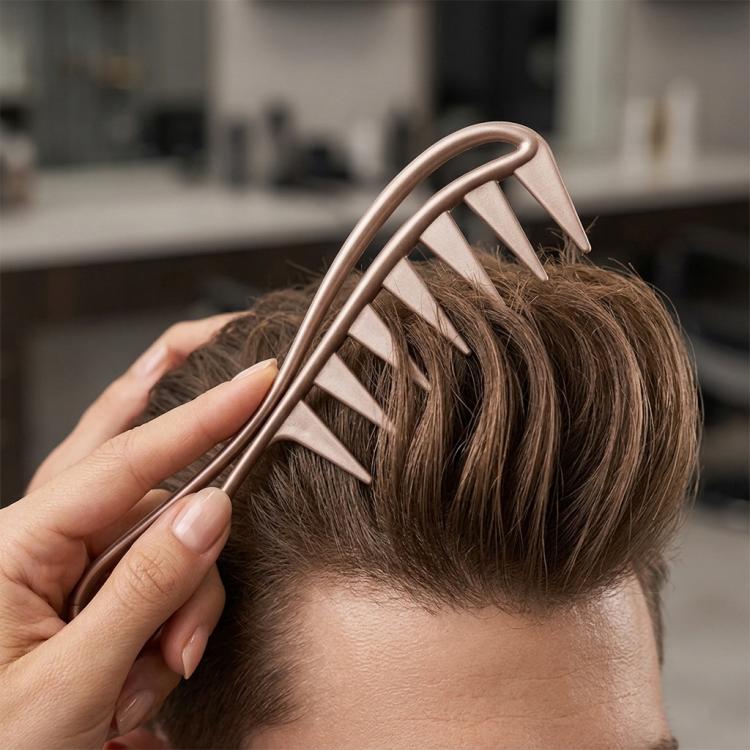 Wide Tooth Hair Comb For Men Retro Texture Slicked-Back Hair Style Tool For Pompadour & Quiff