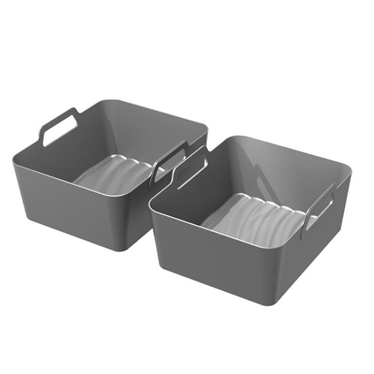 2-in-1 Model Silicone Air Fryer Liners for Ninja Foodi Dual AF500 / DZ071 Reusable Rectangular Baking Tray with Handles