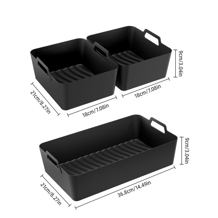 2-in-1 Model Silicone Air Fryer Liners for Ninja Foodi Dual AF500 / DZ071 Reusable Rectangular Baking Tray with Handles