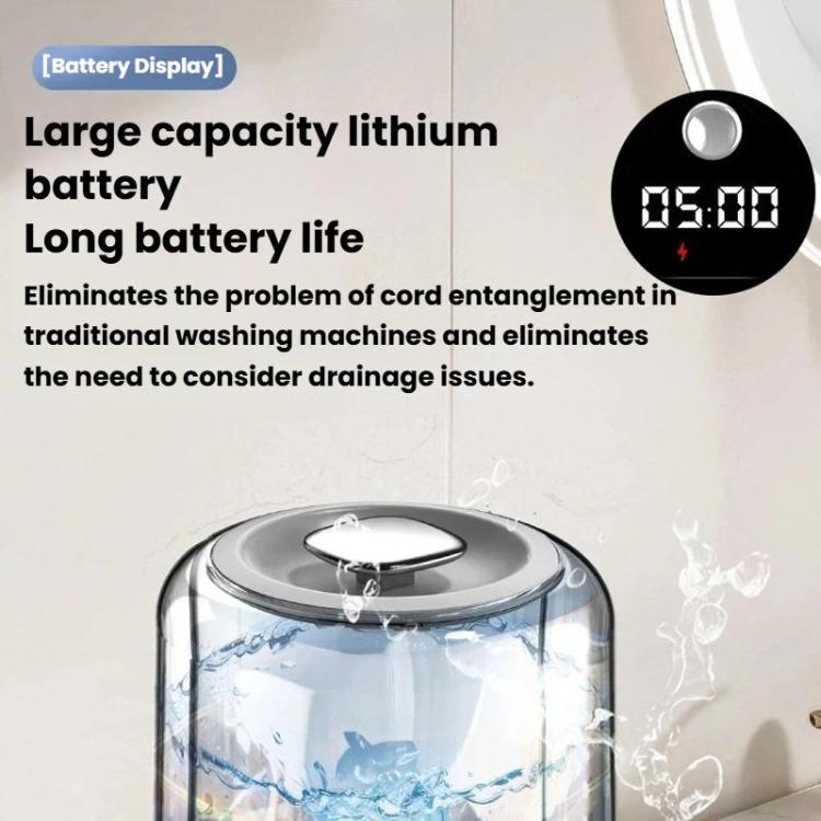 F1 1.5L Mini Underwear Desktop Washing Machine Portable Two-Speed Digital Display Washing Machine, Spec: Rechargeable White