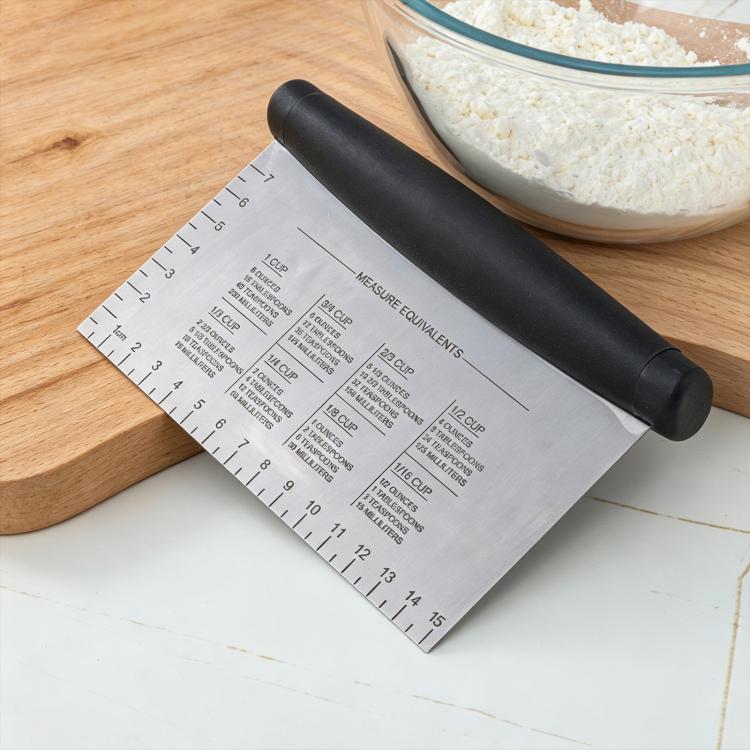 LsCook Square Stainless Steel Spatula With Measurement Markings - Black