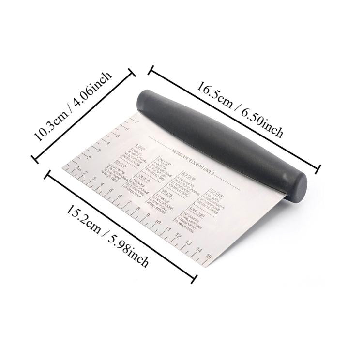 LsCook Square Stainless Steel Spatula With Measurement Markings - Black
