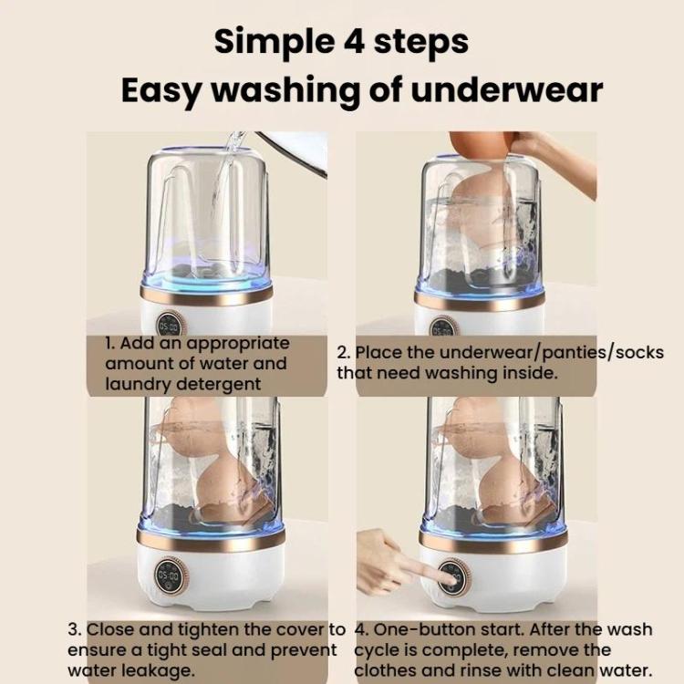 A07 2L Portable Washing Machine With 3 Modes Waterproof & Quiet Underwear Washing Cup, Spec: Rechargeable Khaki