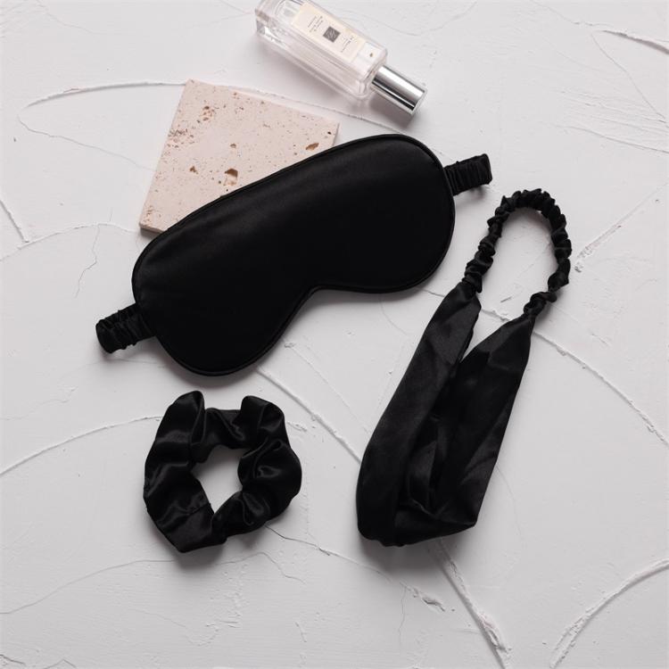 Imitation Silk Satin Sleep Mask Set 3-Piece Night Sleep Set with Eye Mask, Elastic Headband, and Hair Scrunchie
