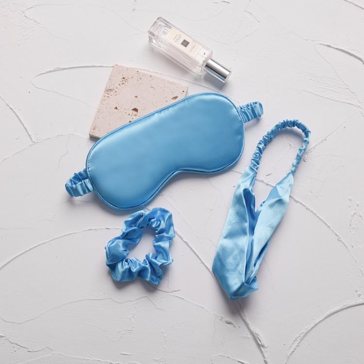 Imitation Silk Satin Sleep Mask Set 3-Piece Night Sleep Set with Eye Mask, Elastic Headband, and Hair Scrunchie