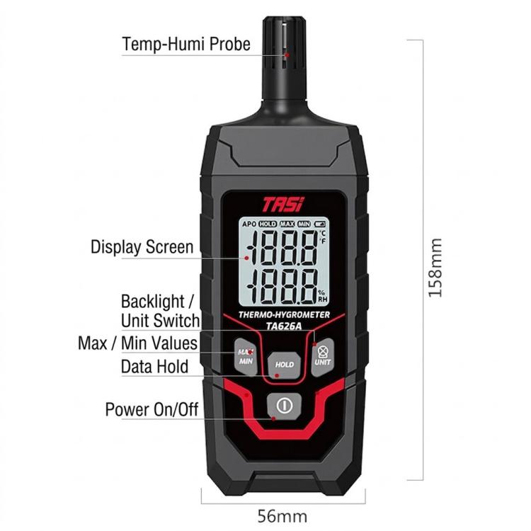 TASI TA626A High Precision Digital Temperature Humidity Meter Environmental Temperature Meter