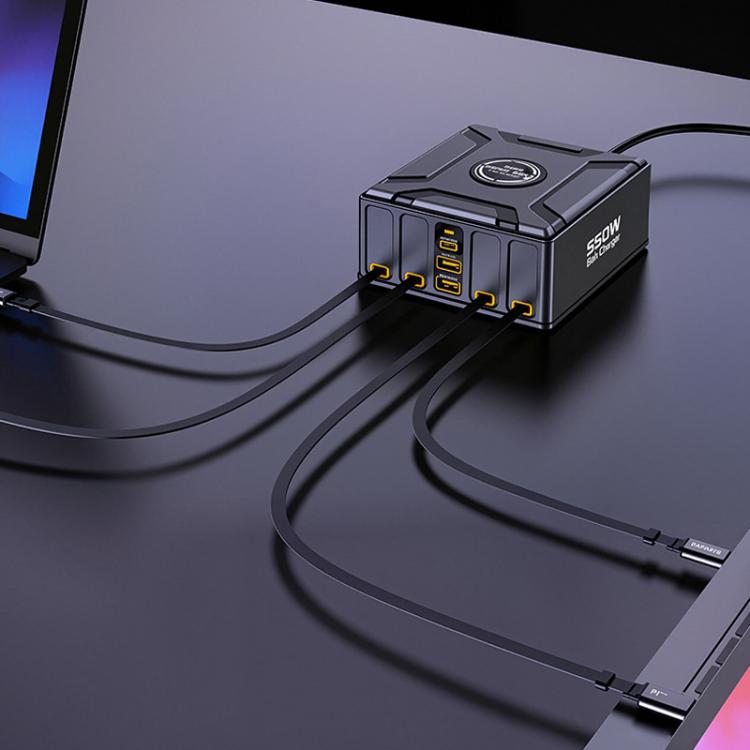 550W USB-C GaN Super Fast Charging Multi-Port Retractable Cable Charger - Kor Plug