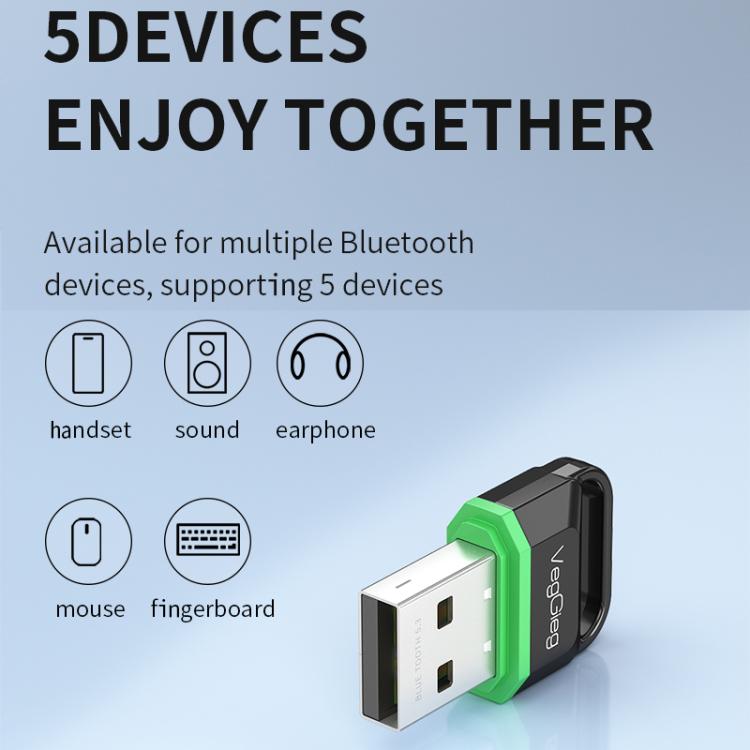 VegGieg Bluetooth 5.3 USB Adapter for Computer Headphones & Speakers - Wireless Transmitter/Receiver