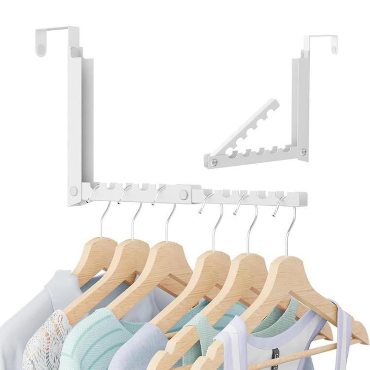 FS-2621 Double Folding Over-The-Door Clothes Drying Rack No-Drill Door Storage Hanger