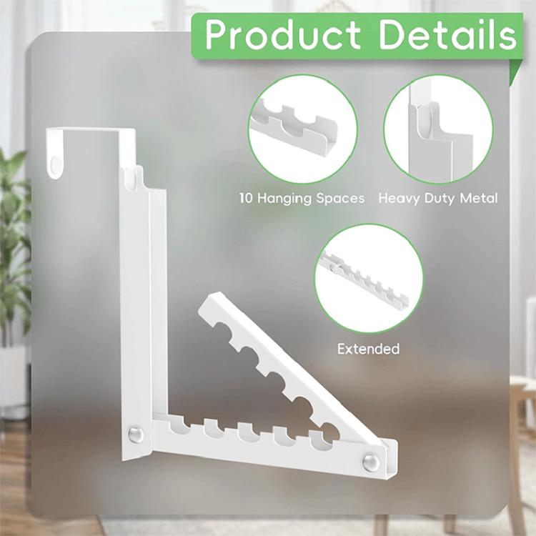 FS-2621 Double Folding Over-The-Door Clothes Drying Rack No-Drill Door Storage Hanger