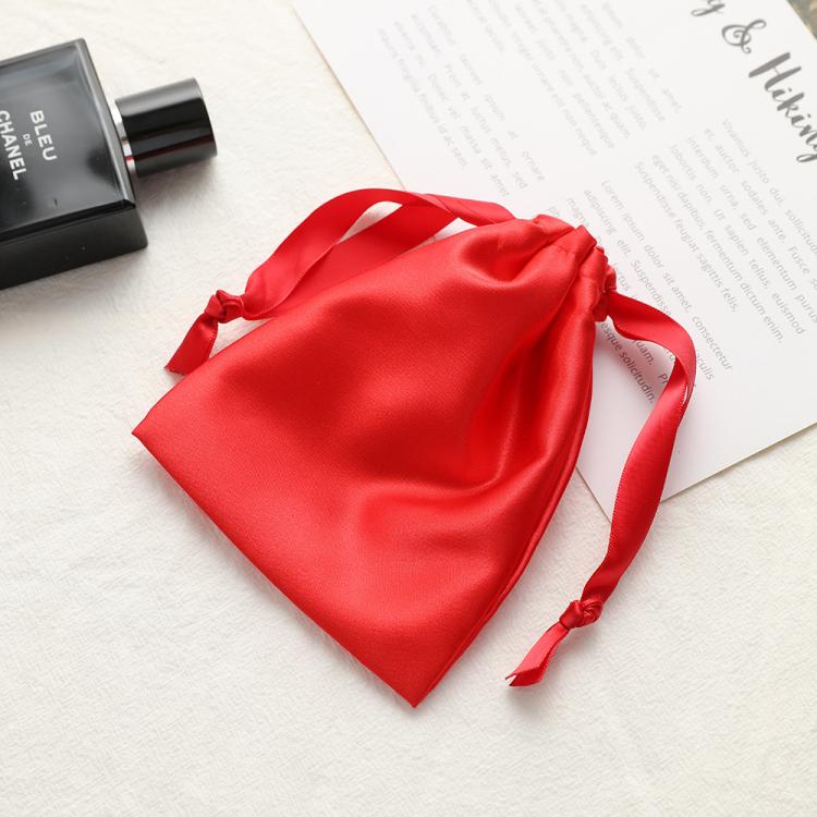 Faux Silk Satin Drawstring Bags Small Jewelry Pouches Reusable Gift Packing Bags
