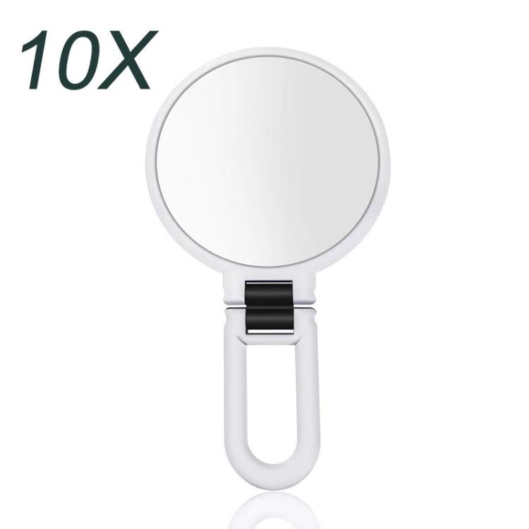 10X 12cm Double Sided Magnifying Makeup Mirror with Handle Folding Pedestal Mirror Portable Travel Vanity Mirror