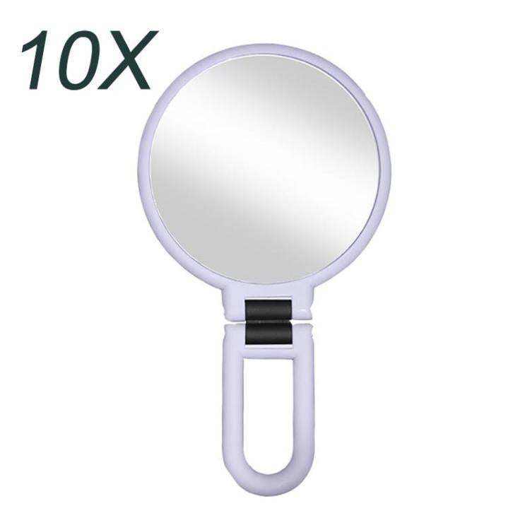 10X 12cm Double Sided Magnifying Makeup Mirror with Handle Folding Pedestal Mirror Portable Travel Vanity Mirror