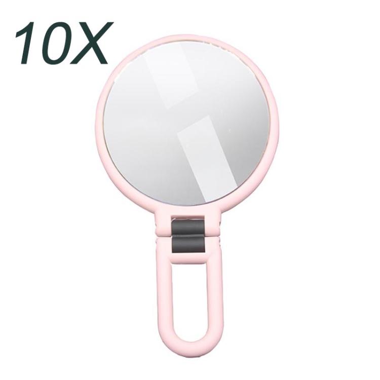 10X 12cm Double Sided Magnifying Makeup Mirror with Handle Folding Pedestal Mirror Portable Travel Vanity Mirror