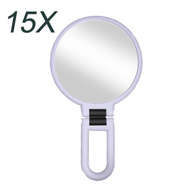 15X 12cm Double Sided Magnifying Makeup Mirror with Handle Folding Pedestal Mirror Portable Travel Vanity Mirror