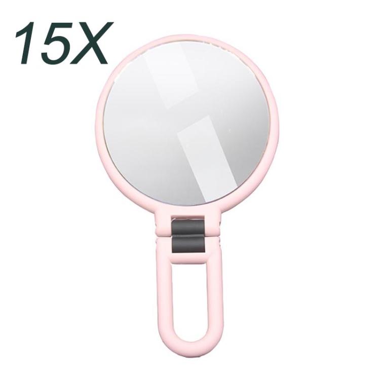 15X 12cm Double Sided Magnifying Makeup Mirror with Handle Folding Pedestal Mirror Portable Travel Vanity Mirror