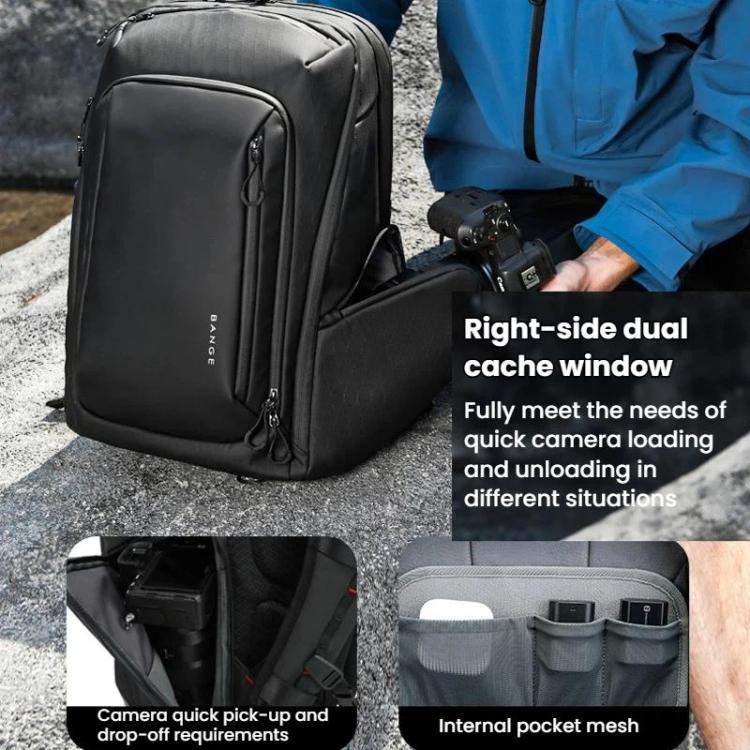 BANGE XJ325 Men Large Capacity Commuter Dual Use Backpack Multifunctional Photography Storage Bag For DSLR Cameras - Black