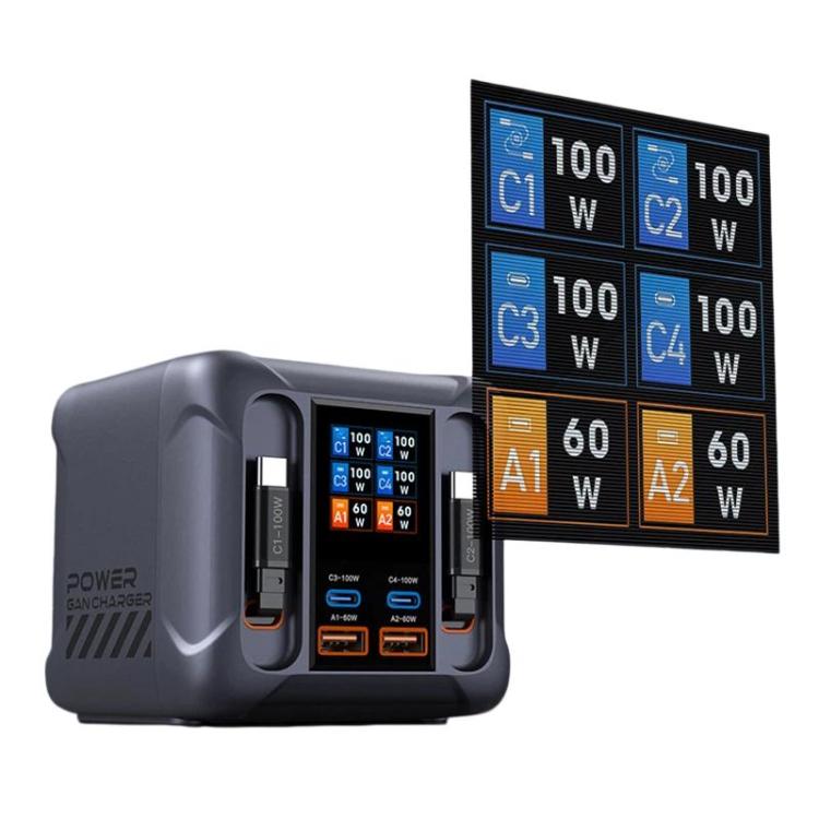 300W Multi-Port Charger with USB Socket and Built-in Cable - Kor Plug