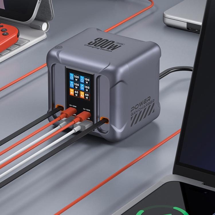 300W Multi-Port Charger with USB Socket and Built-in Cable - Kor Plug