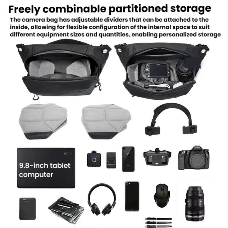 BANGE XJ328 Men DSLR Camera Storage Bag Portable Travel Multi-Functional Crossbody Bag - Black